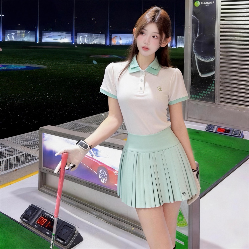 PL 골프 더블 칼라 폴로 셔츠 여성용 반팔 탄성 탑  - Golf Equipment Women 리뷰 및 가격
