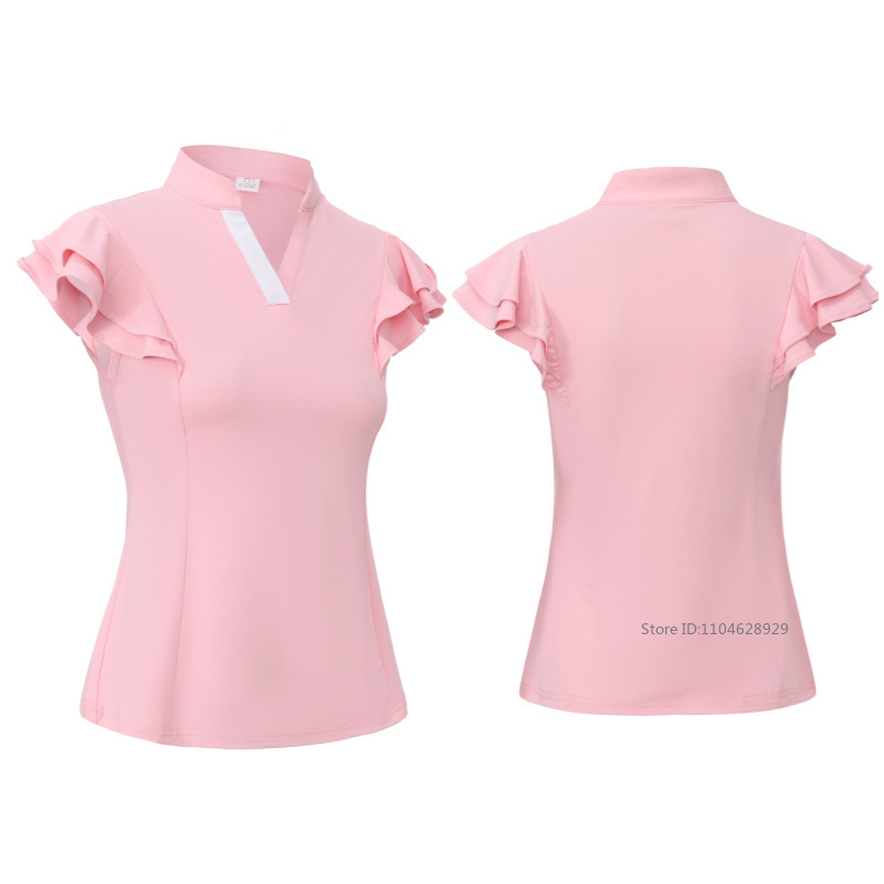 여성 골프 의류 여름 프릴 플라이 슬리브 골프 티셔츠  - Golf Equipment Women 리뷰 및 가격