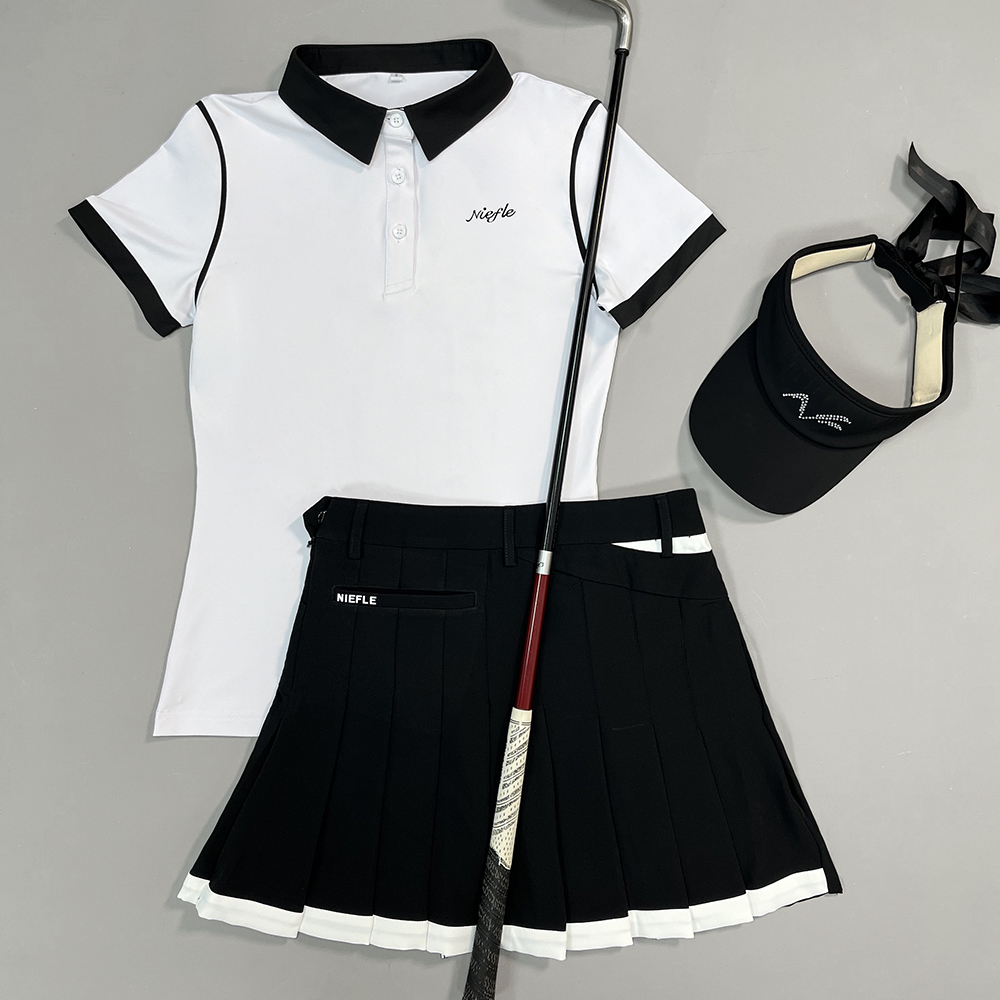 골프 여성 여름 반팔 탑 컬러 대비 슬림 피트 빠른 건 - Golf Equipment Women 리뷰 및 가격